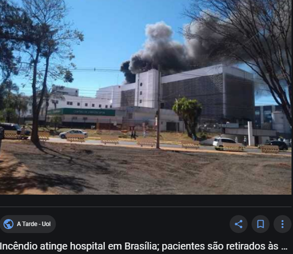 Incêndio no Hospital Santa Luzia da rede D'Or, em Brasília, em 29/08/2020